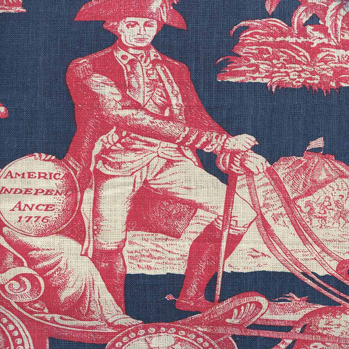 Quadrille Independence Toile Red Flag Blue Fabric Sample 302290F-CU