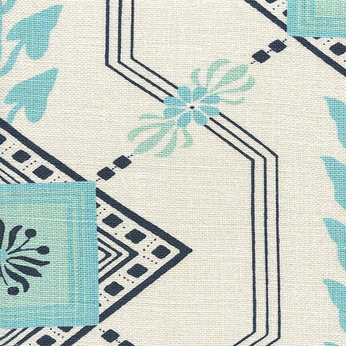 Quadrille Vanderpoel Stripe Turquoise Navy Fabric Sample 302401F