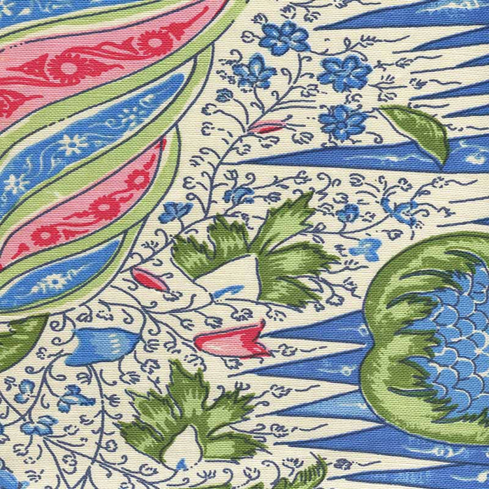 Quadrille Les Indiennes Multicolor Multi Blue Rouge Greens Fabric Sample 302649F