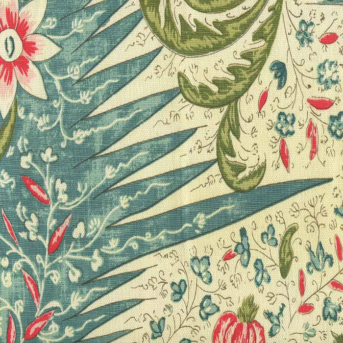 Quadrille Les Indiennes Multicolor Salmon Green Turquoise Fabric 302650F