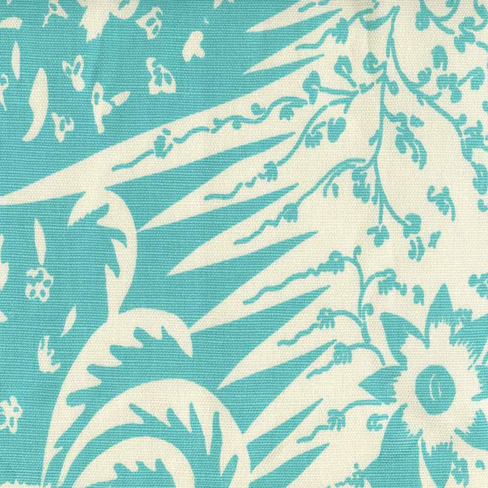 Quadrille Les Indiennes Turquoise On Tint Fabric Sample 302662F