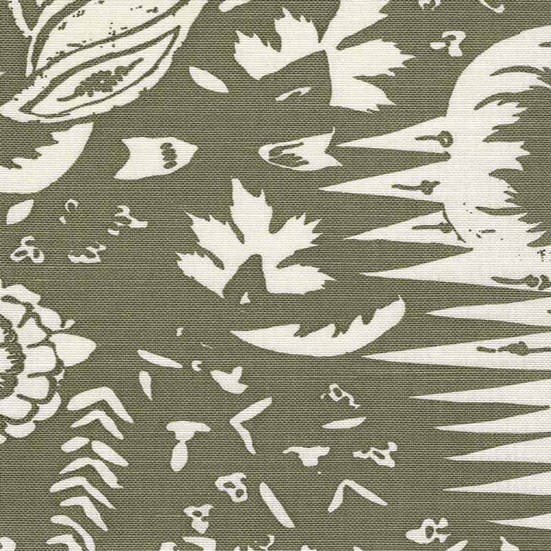 Quadrille Les Indiennes Olive On Tint Fabric 302663F