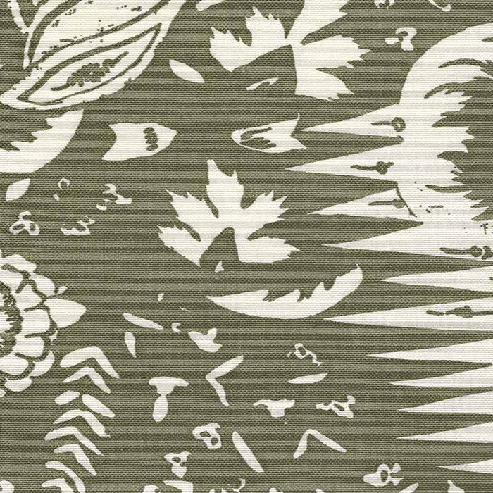 Quadrille Les Indiennes Olive On Tint Fabric Sample 302663F