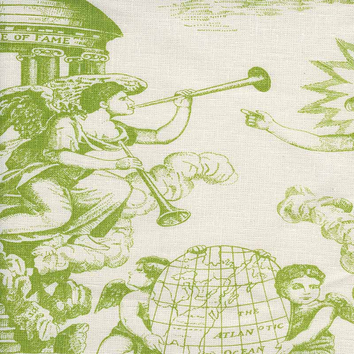 Quadrille Independence Engraving Green Fabric Sample 302714F-CU