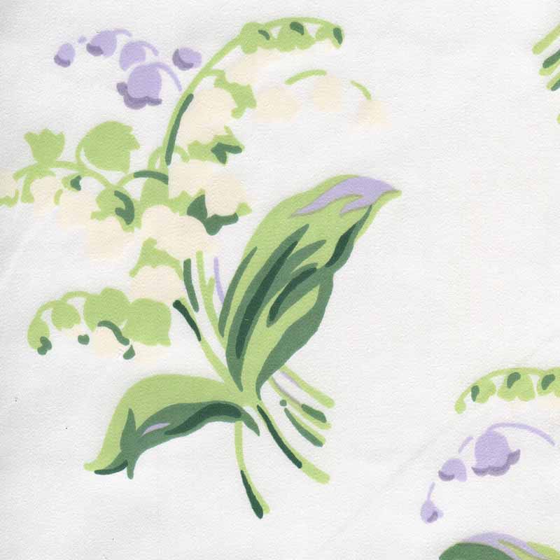 Quadrille Lilies Of The Valley Greens Lavender Fabric 302760F-01CTS