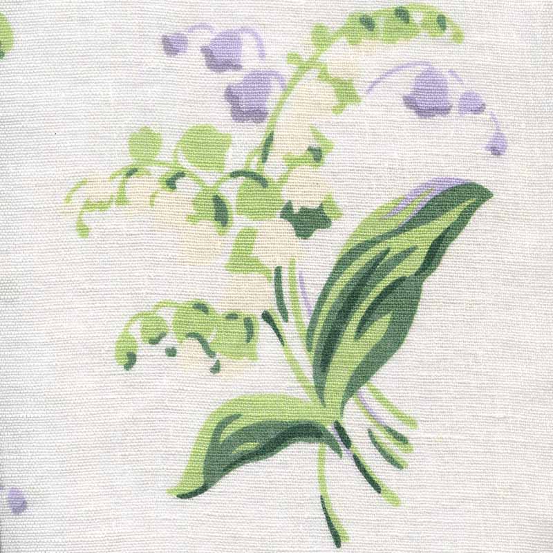 Quadrille Lilies Of The Valley Greens Lavender Fabric 302760S-01