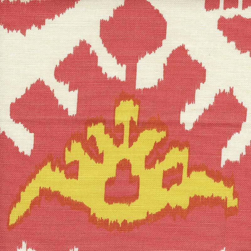 Quadrille Kazak Coral New Yellow Fabric Sample 302830C-02