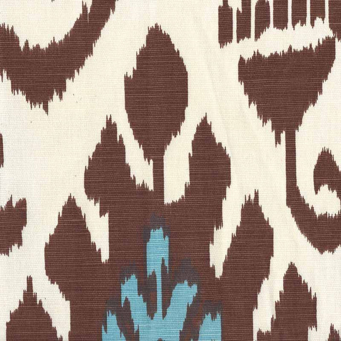 Quadrille Kazak Tobacco French Blue Fabric Sample 302830C-04