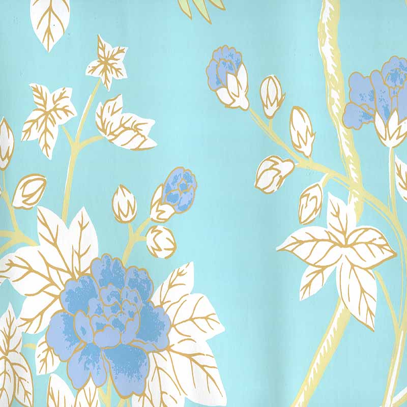 Quadrille Happy Garden Turquoise Wallpaper 306062W