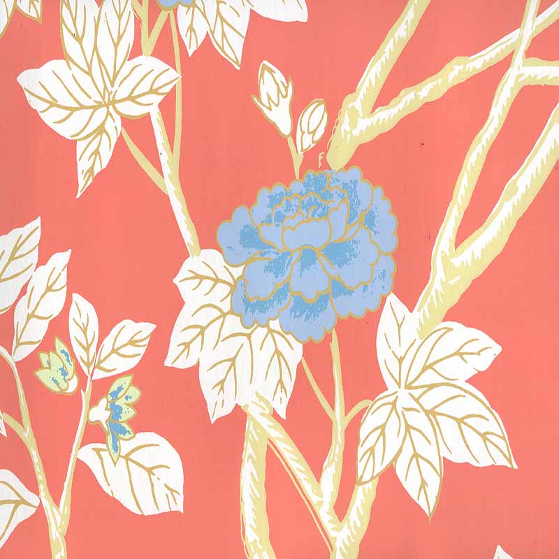 Quadrille Happy Garden Rust Orange Wallpaper 306063W