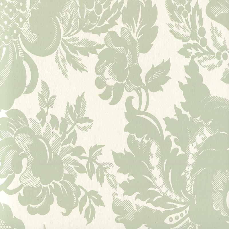 Quadrille Des Gardes Soft French Green Wallpaper Sample 306082W