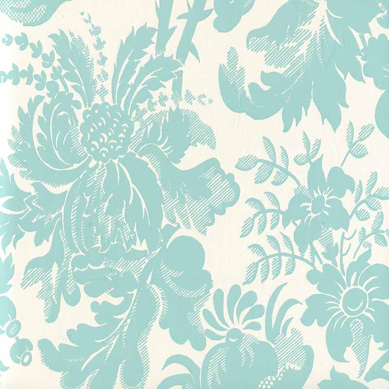 Quadrille Des Gardes Turquoise Wallpaper 306085W