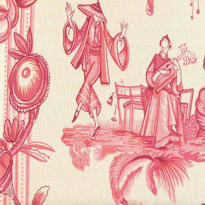 Quadrille Danse Chinois Magenta Pink Rose Fabric Sample 306156F