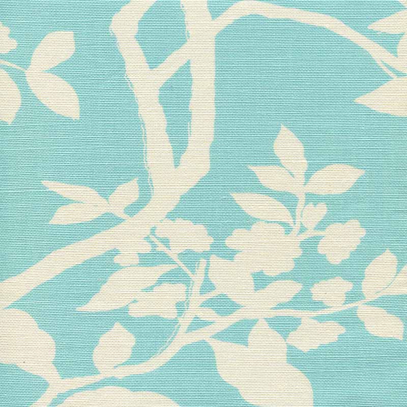 Quadrille Happy Garden Background Turquoise Fabric 306182F