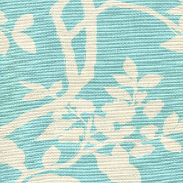 Quadrille Happy Garden Background Turquoise Fabric 306182F