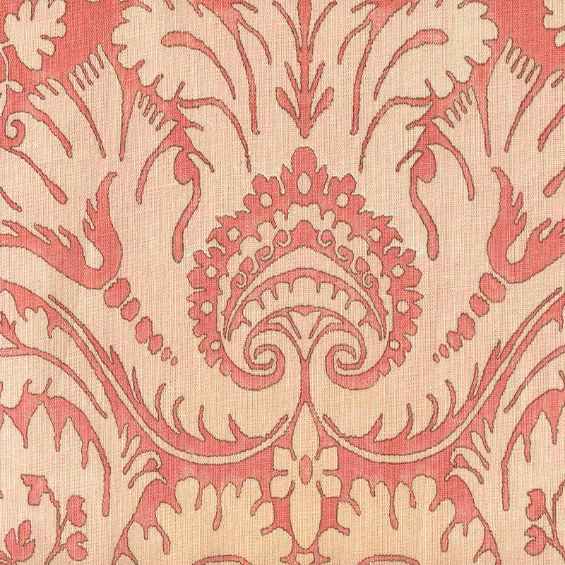 Quadrille Borghese Coral Soft Pink Brown Fabric 306245F-CU