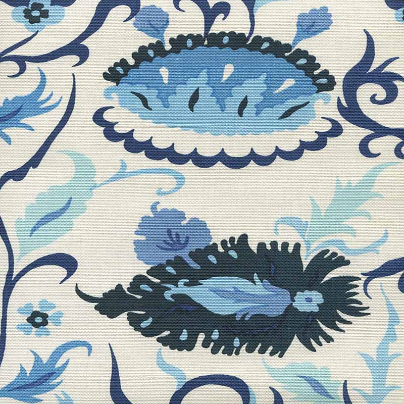 Quadrille Uzbek Small Scale Multi Blues Fabric 306266F