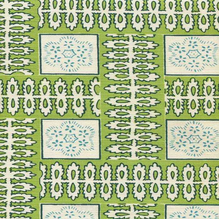 Quadrille Manchester By The Sea Parrot Green Ribbon Fabric Sample 306284F