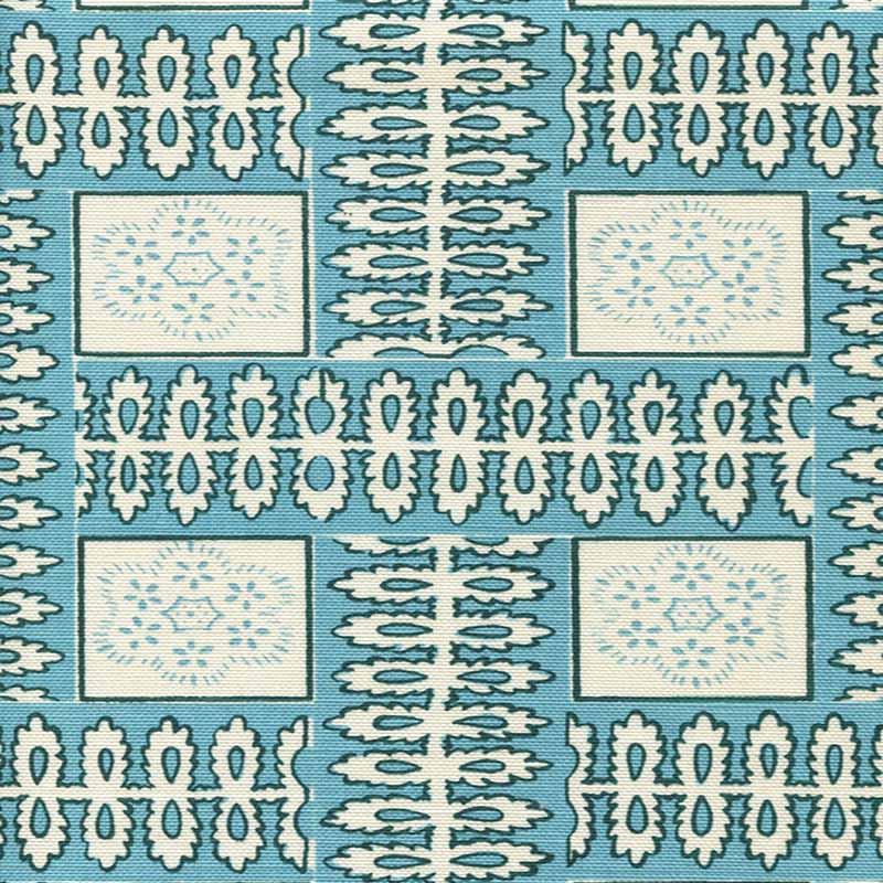 Quadrille Manchester By The Sea Turquoise Ribbon Fabric 306285F