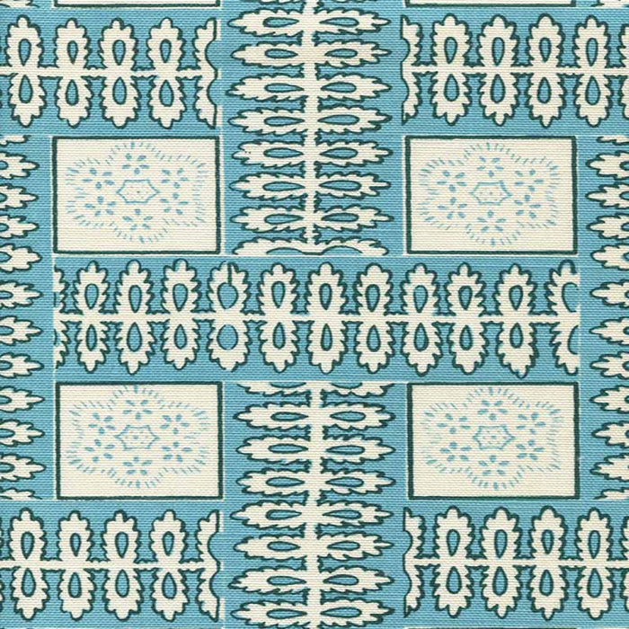 Quadrille Manchester By The Sea Turquoise Ribbon Fabric 306285F