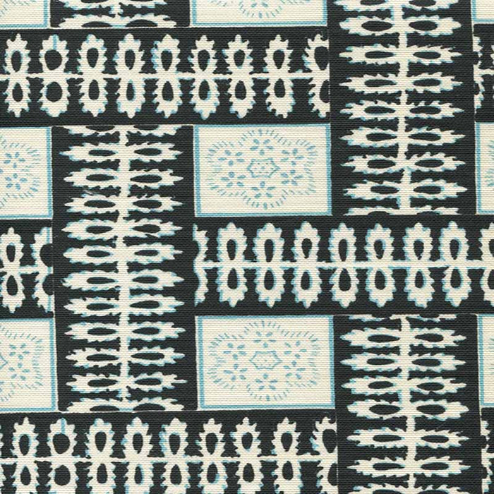 Quadrille Manchester By The Sea Black Ribbon Fabric Sample 306289F