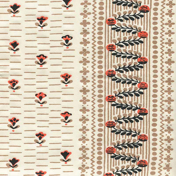 Quadrille Links Ii Multi Orange Taupe Black Fabric Sample 306292CT