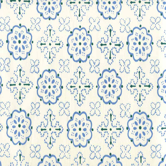 Quadrille Crawford Multi Blues Fabric Sample 306306CTTN