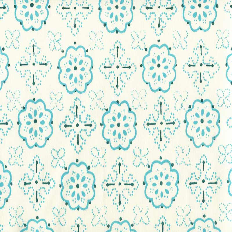 Quadrille Crawford Multi Turquoise Fabric 306308CTTN