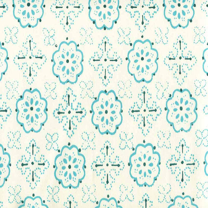 Quadrille Crawford Multi Turquoise Fabric 306308CTTN