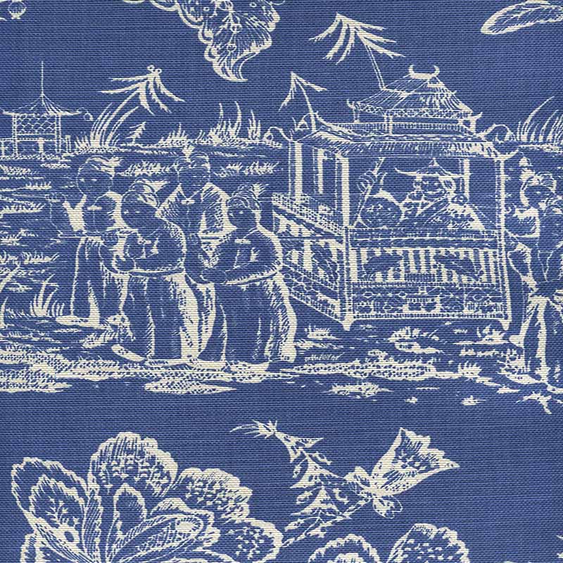 Quadrille Royal Journey Reverse Ii New Navy Fabric 306356F