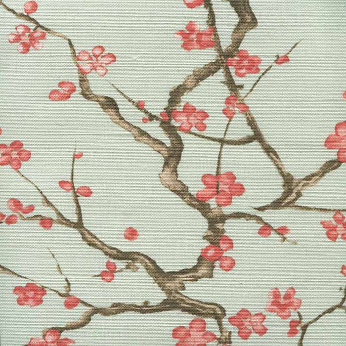 Quadrille Cherry Branch Pale Celadon Fabric Sample 306504F