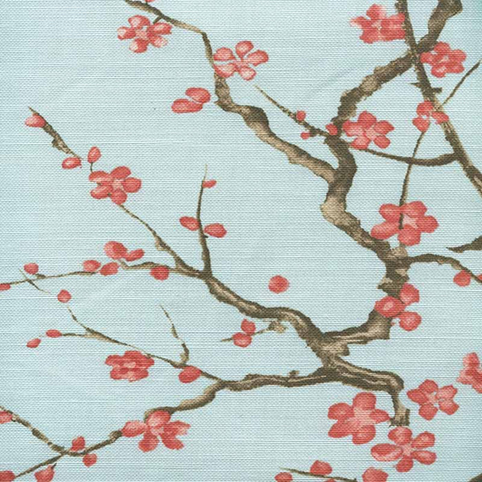 Quadrille Cherry Branch Pale Blue Fabric 306505F