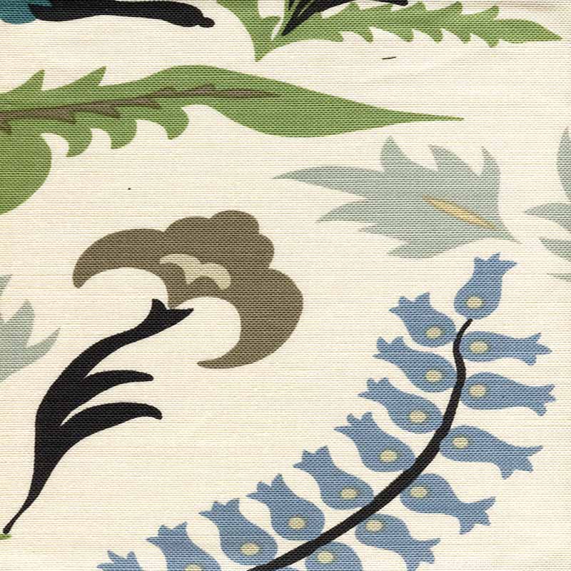 Quadrille Stitched Floral Multi Brown Green Taupe Fabric 306542F