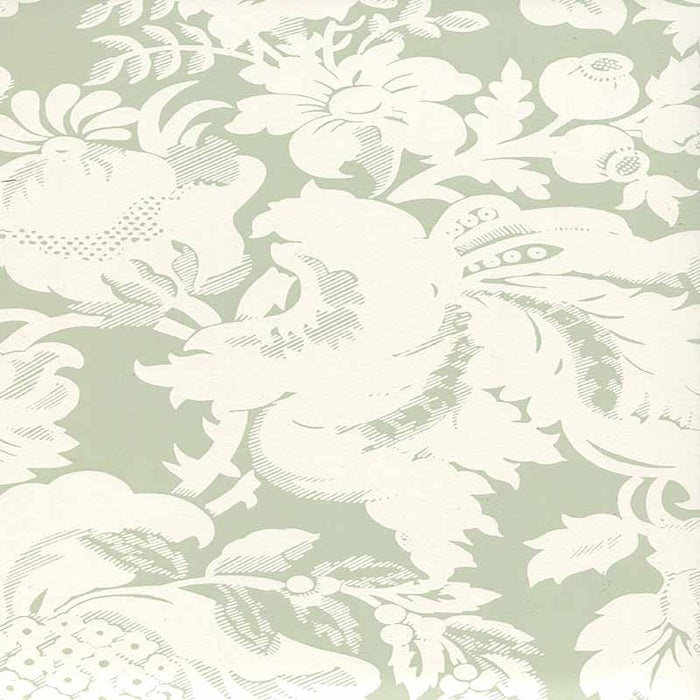 Quadrille Des Gardes Reverse Soft French Green Wallpaper Sample 306582W