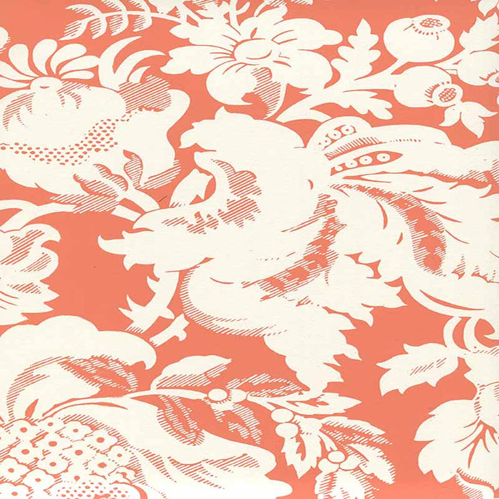 Quadrille Des Gardes Reverse Terracotta Wallpaper 306587W