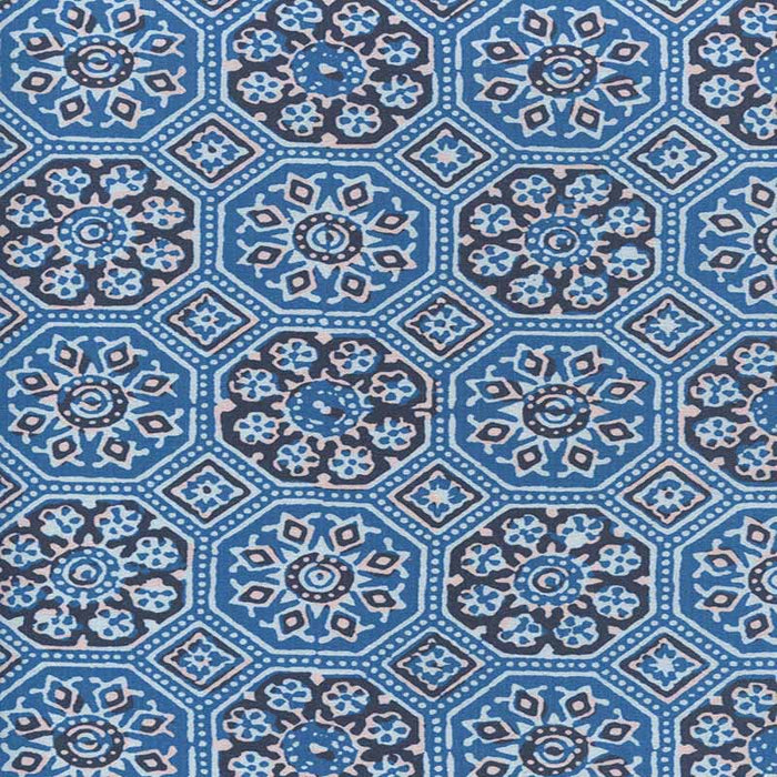 Quadrille Lorenzo All Over Multi Agean Blue Black Fabric Sample 306600F-01