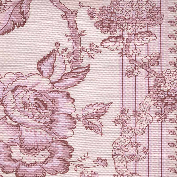 Quadrille Toile Des Roses Pinks On Pale Pink Fabric Sample 306770F-01LC