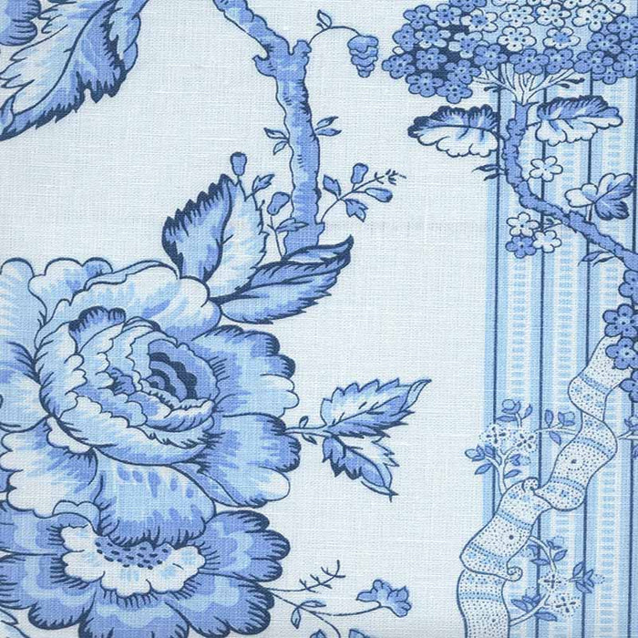 Quadrille Toile Des Roses Blues On Pale Blue Fabric 306770F-04L