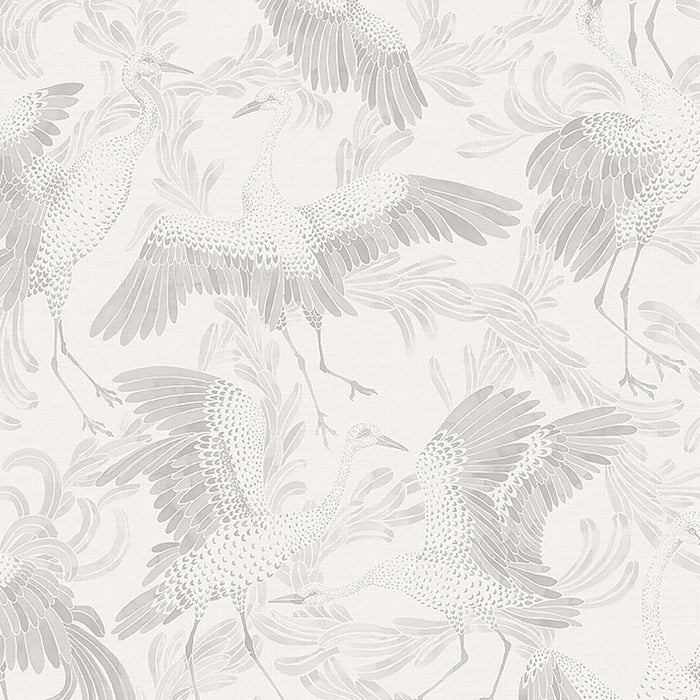 Schumacher Dancing Crane Grey Wallpaper 3130