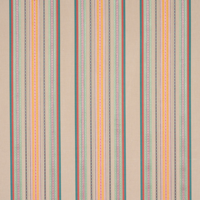 Schumacher Wellington Stripe Natural On Multi Fabric Sample 3322026