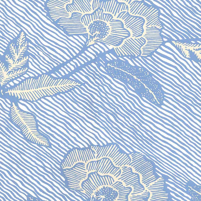 China Seas Flores Ii French Blue Cream Wallpaper Sample 4060M-02WP