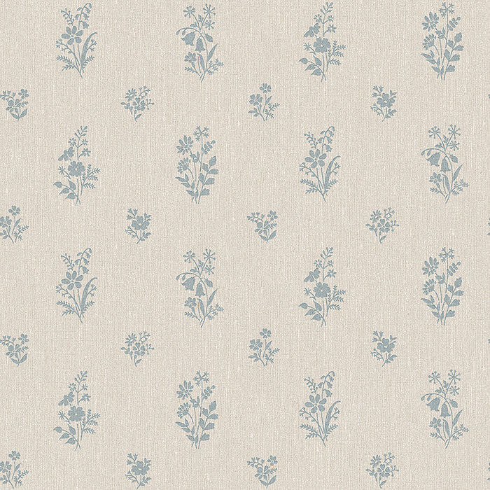 Schumacher Petit Fleurs Blue Wallpaper Sample 4264