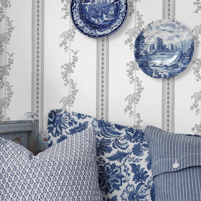 Schumacher Drottningholm Grey Wallpaper 4508