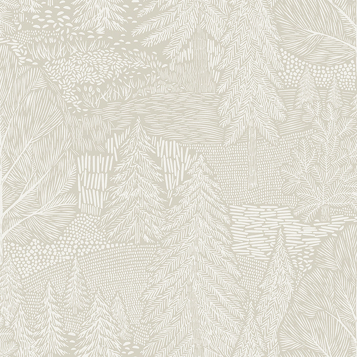 Schumacher Northern Forest Ivory Wallpaper Sample 4703