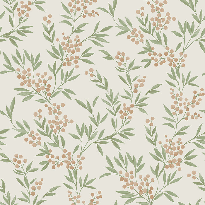 Schumacher Forest Berries Leaf And Stone Wallpaper Sample 4714