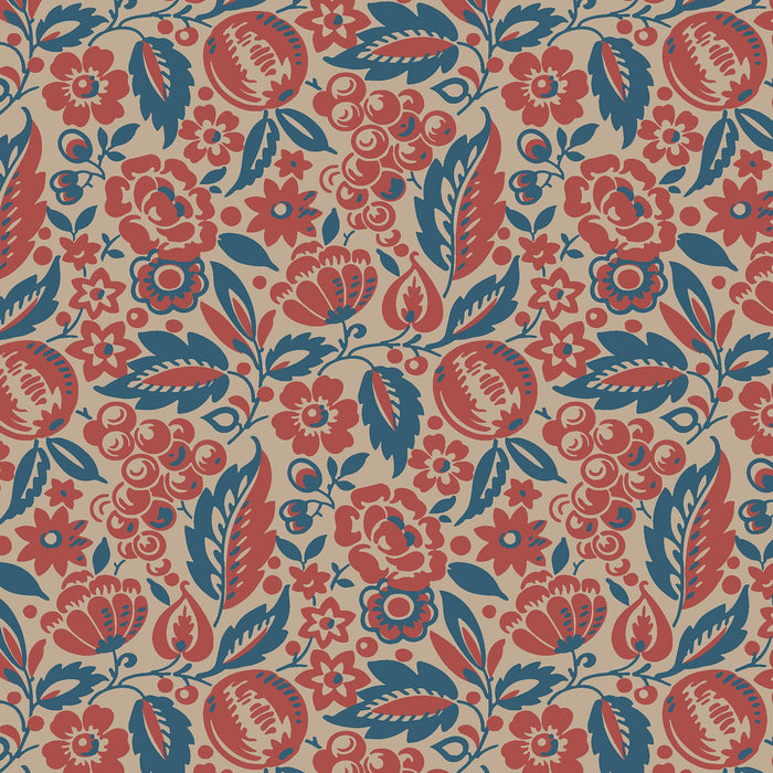 Schumacher Elise Red And Blue Wallpaper 4816