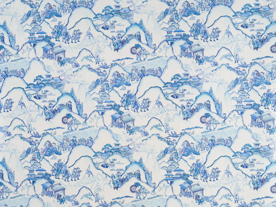 Braquenie Les Rizieres De Shangbao Nacre Bleu De Chine Wallpaper Sample BP343001