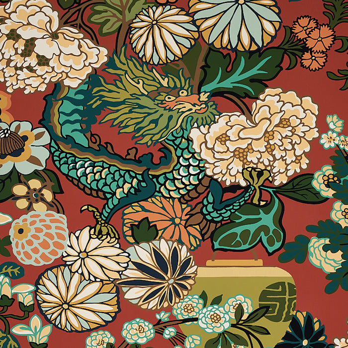 Schumacher Chiang Mai Dragon Lacquer Wallpaper 5001061