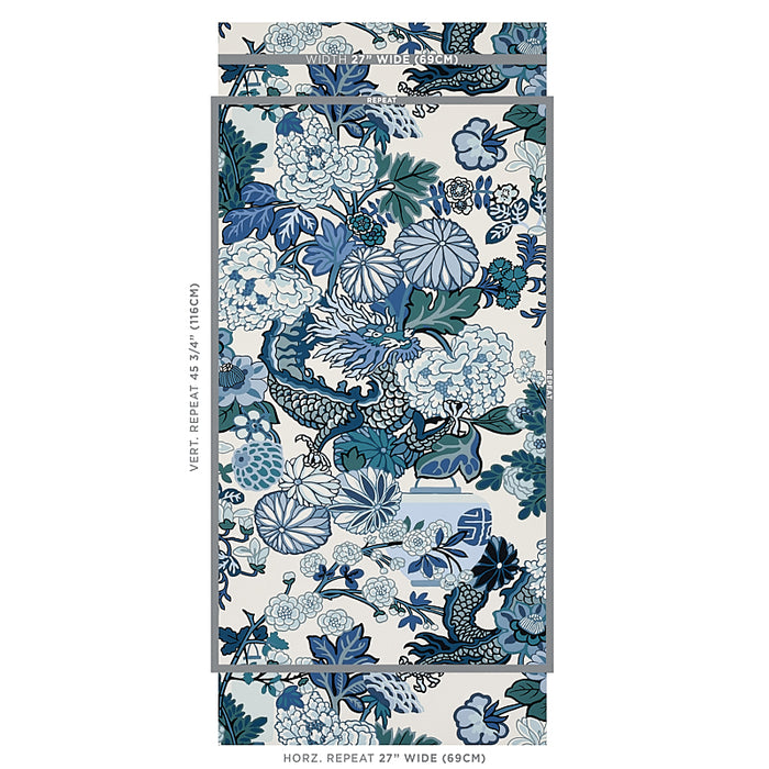 Schumacher Chiang Mai Dragon China Blue Wallpaper 5001062