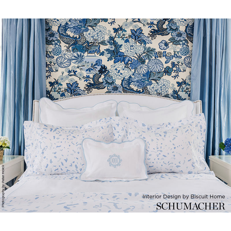 Schumacher Chiang Mai Dragon China Blue Wallpaper 5001062